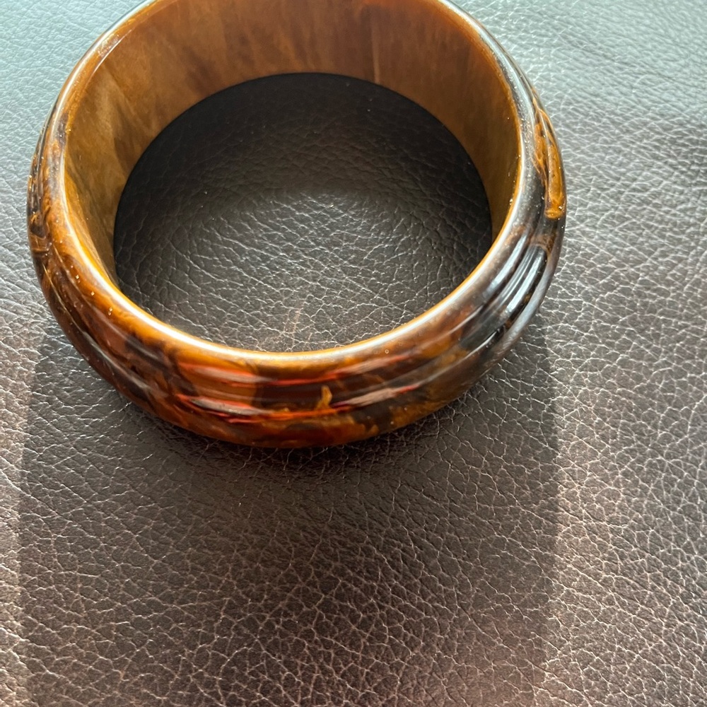Composite dark brown bangle bracelet